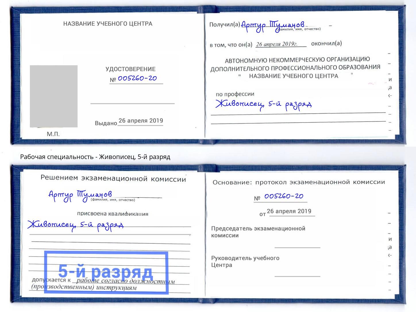 корочка 5-й разряд Живописец Большой Камень